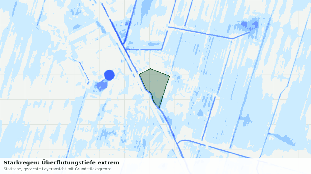 Statische Kartenansicht: Starkregen: Überflutungstiefe extrem