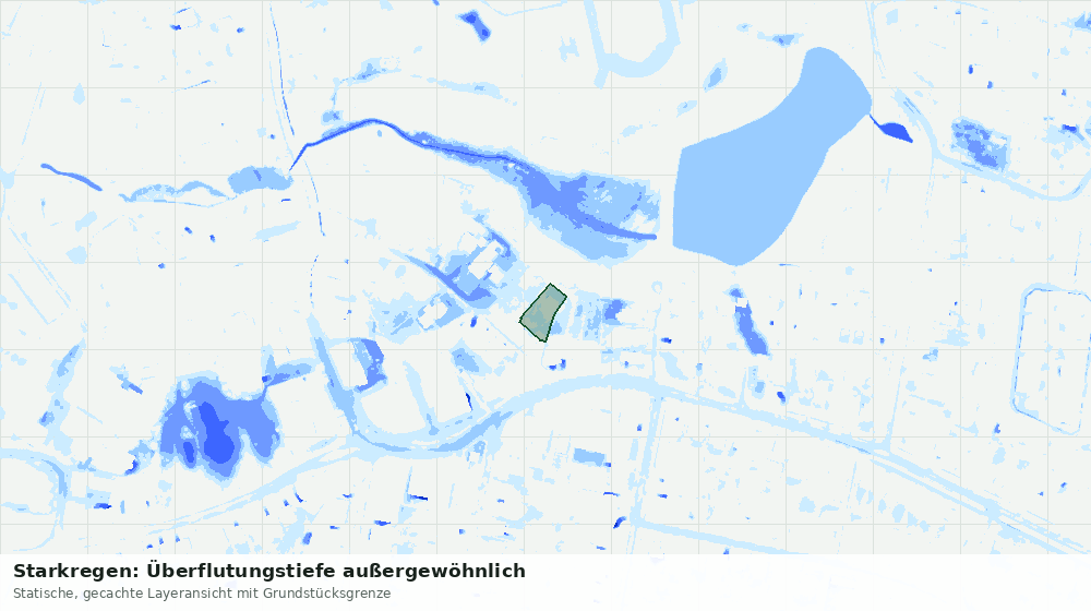 Statische Kartenansicht: Starkregen: Überflutungstiefe außergewöhnlich