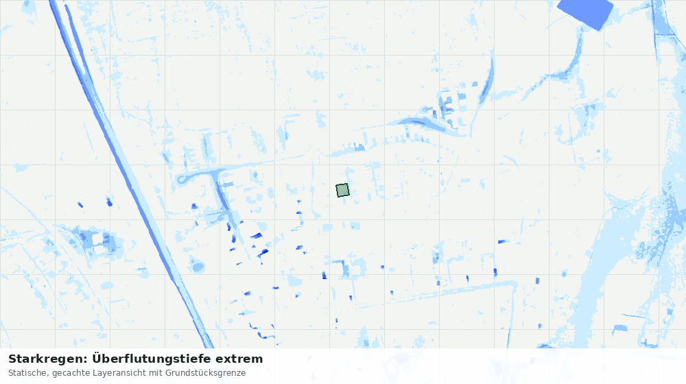 Statische Kartenansicht: Starkregen: Überflutungstiefe extrem