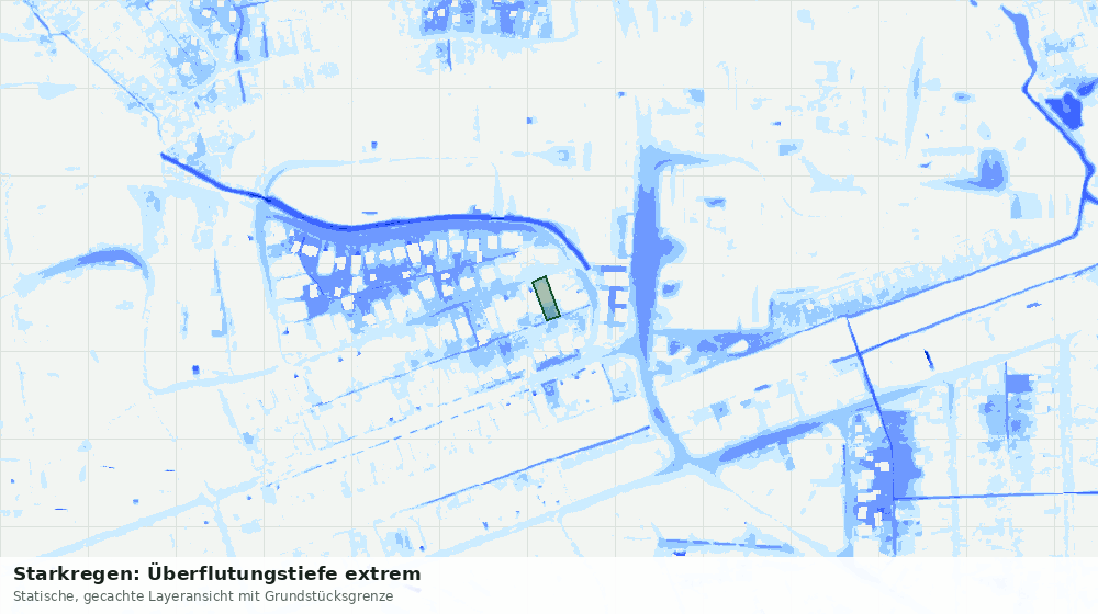 Statische Kartenansicht: Starkregen: Überflutungstiefe extrem
