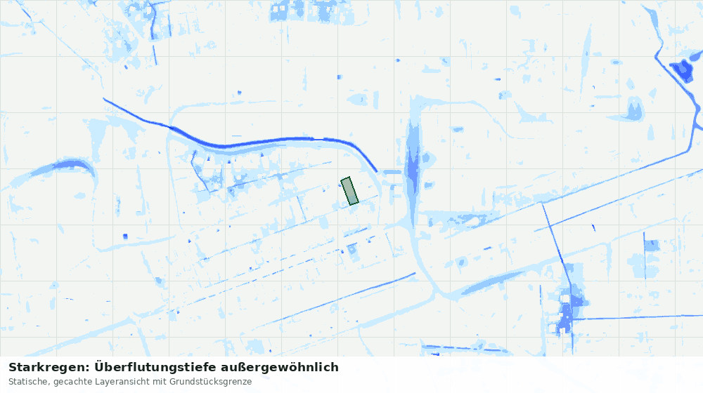 Statische Kartenansicht: Starkregen: Überflutungstiefe außergewöhnlich