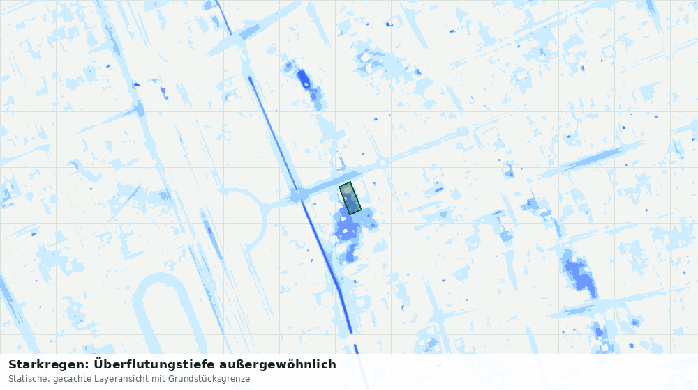 Statische Kartenansicht: Starkregen: Überflutungstiefe außergewöhnlich
