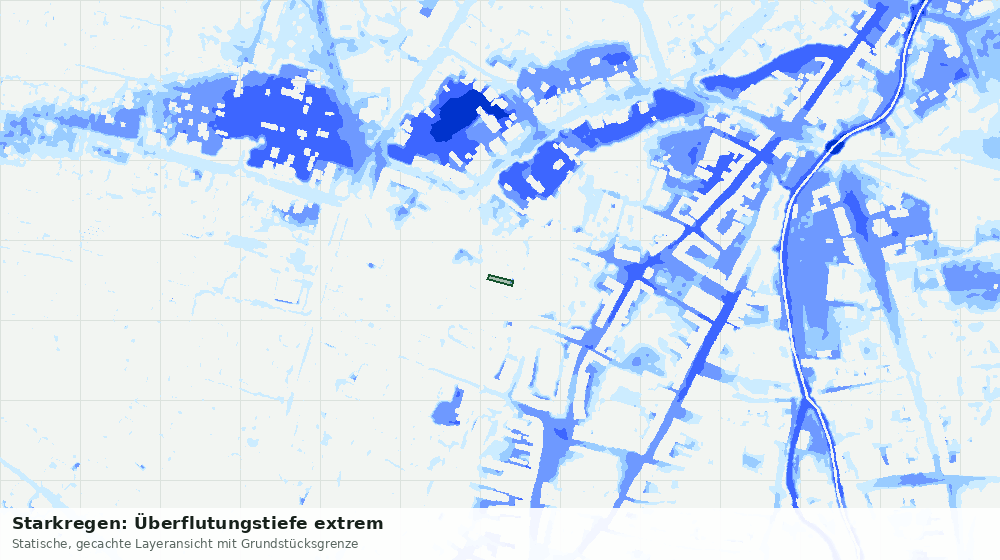 Statische Kartenansicht: Starkregen: Überflutungstiefe extrem