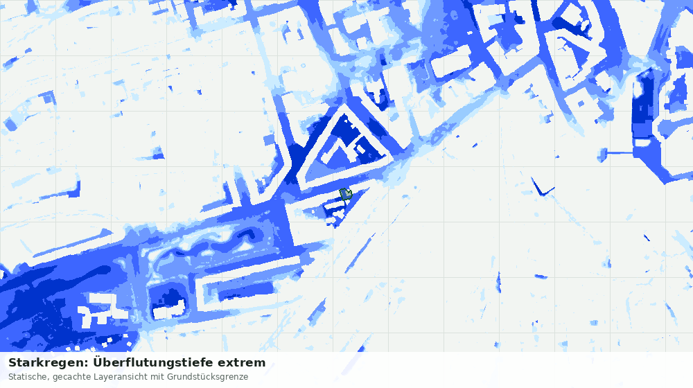Statische Kartenansicht: Starkregen: Überflutungstiefe extrem