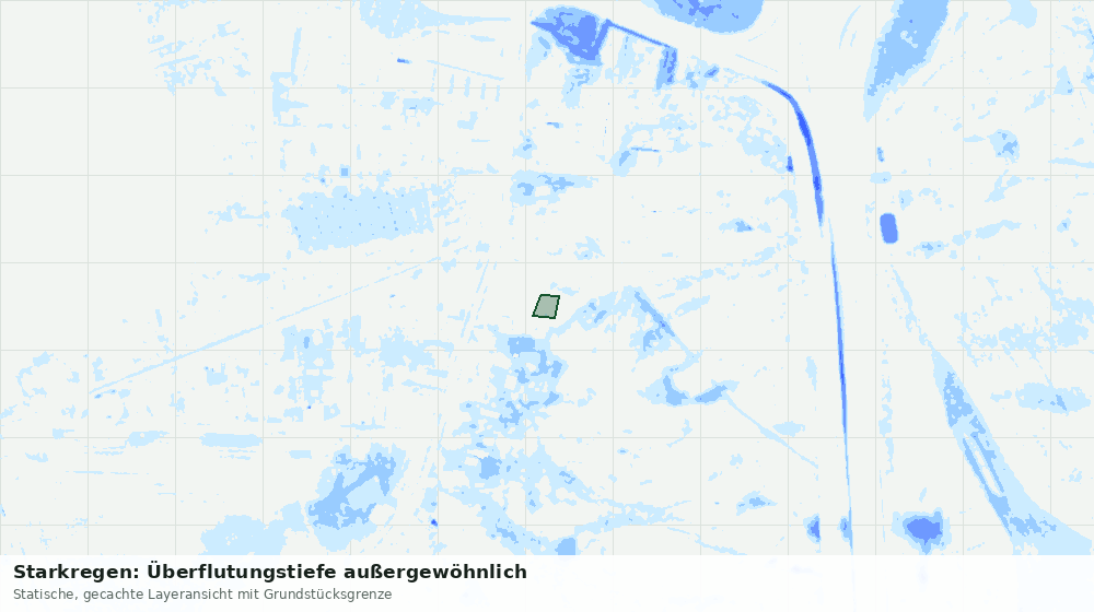 Statische Kartenansicht: Starkregen: Überflutungstiefe außergewöhnlich