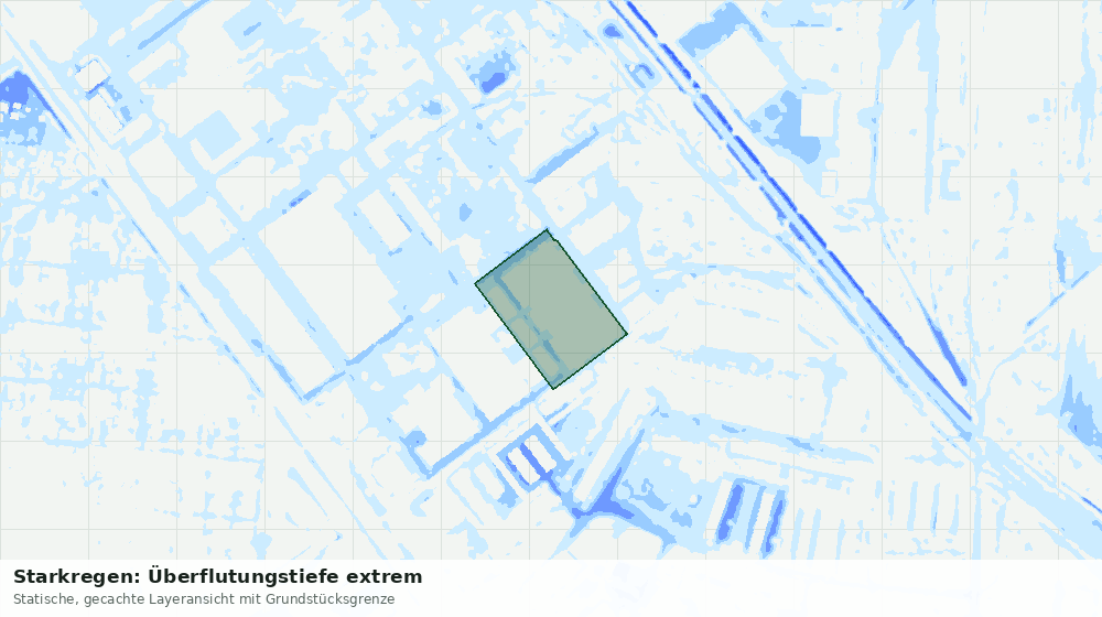 Statische Kartenansicht: Starkregen: Überflutungstiefe extrem