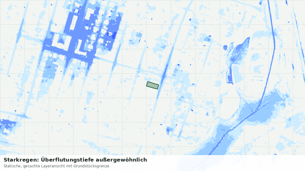 Statische Kartenansicht: Starkregen: Überflutungstiefe außergewöhnlich
