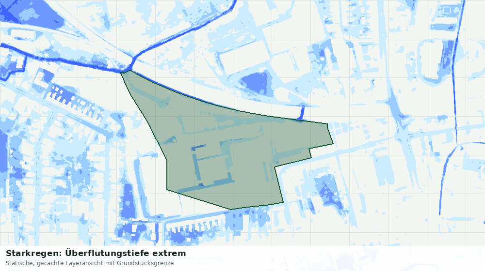 Statische Kartenansicht: Starkregen: Überflutungstiefe extrem