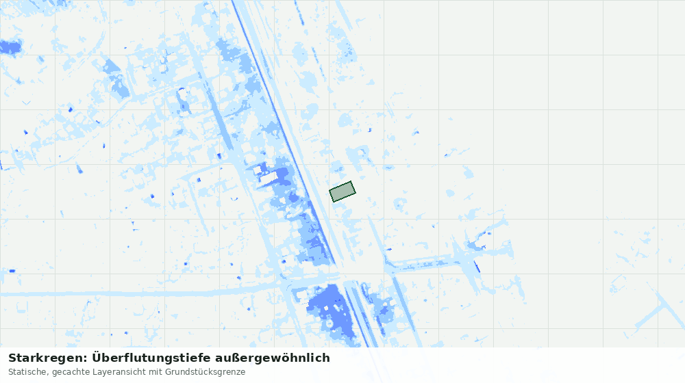 Statische Kartenansicht: Starkregen: Überflutungstiefe außergewöhnlich