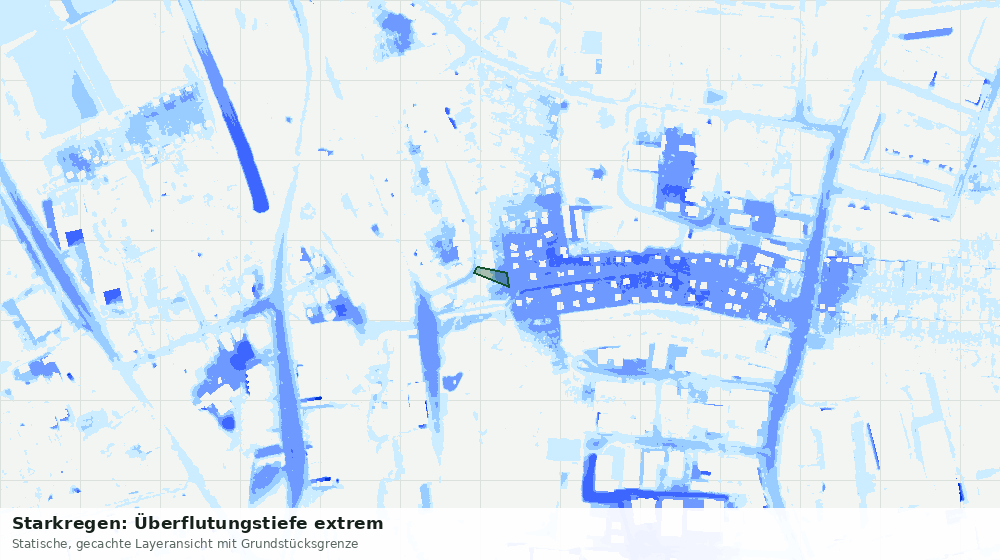 Statische Kartenansicht: Starkregen: Überflutungstiefe extrem