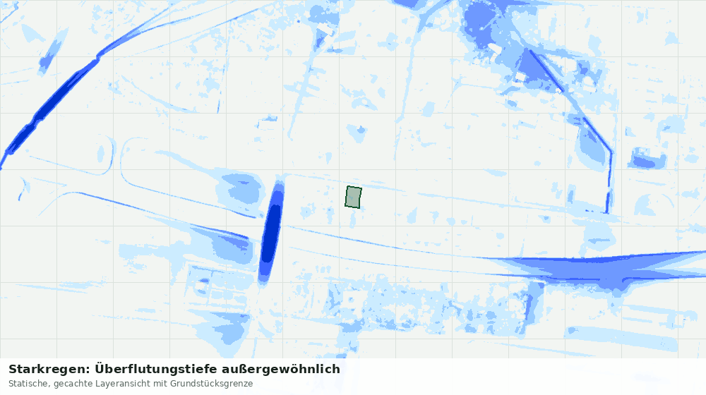 Statische Kartenansicht: Starkregen: Überflutungstiefe außergewöhnlich