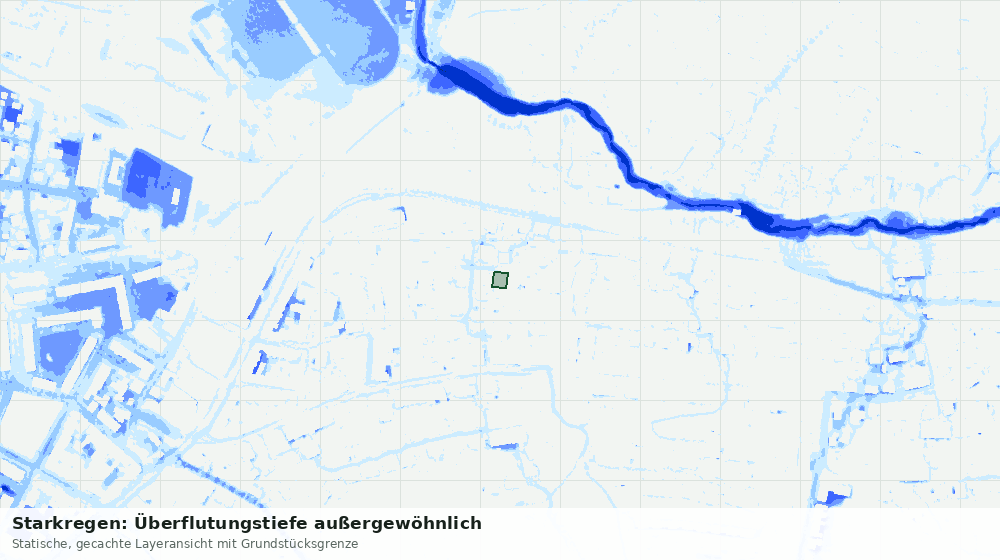 Statische Kartenansicht: Starkregen: Überflutungstiefe außergewöhnlich