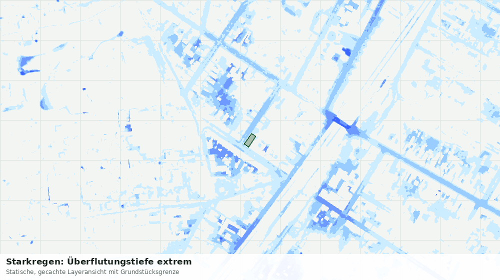 Statische Kartenansicht: Starkregen: Überflutungstiefe extrem