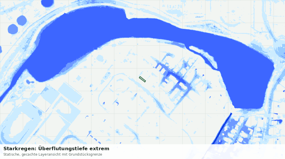 Statische Kartenansicht: Starkregen: Überflutungstiefe extrem