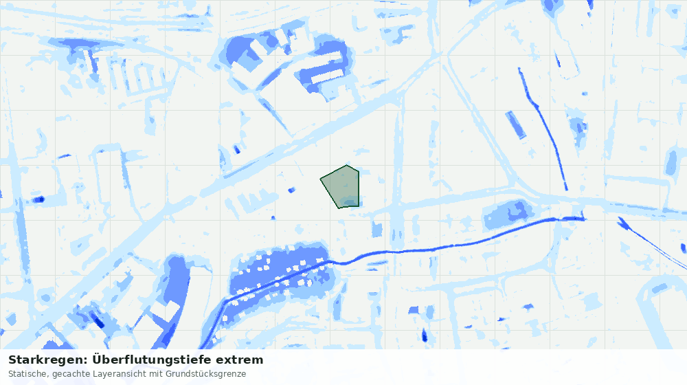 Statische Kartenansicht: Starkregen: Überflutungstiefe extrem