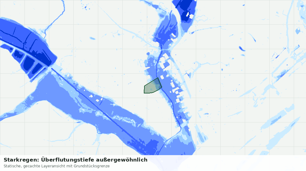 Statische Kartenansicht: Starkregen: Überflutungstiefe außergewöhnlich