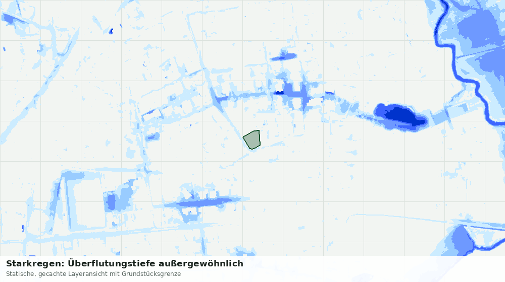Statische Kartenansicht: Starkregen: Überflutungstiefe außergewöhnlich
