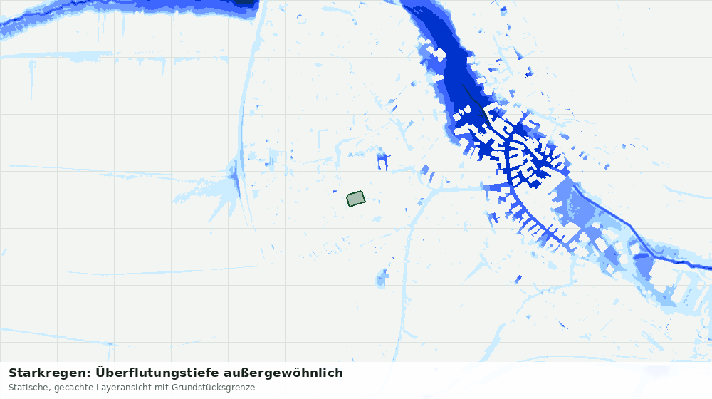 Statische Kartenansicht: Starkregen: Überflutungstiefe außergewöhnlich