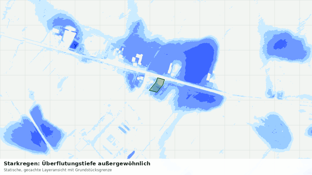 Statische Kartenansicht: Starkregen: Überflutungstiefe außergewöhnlich