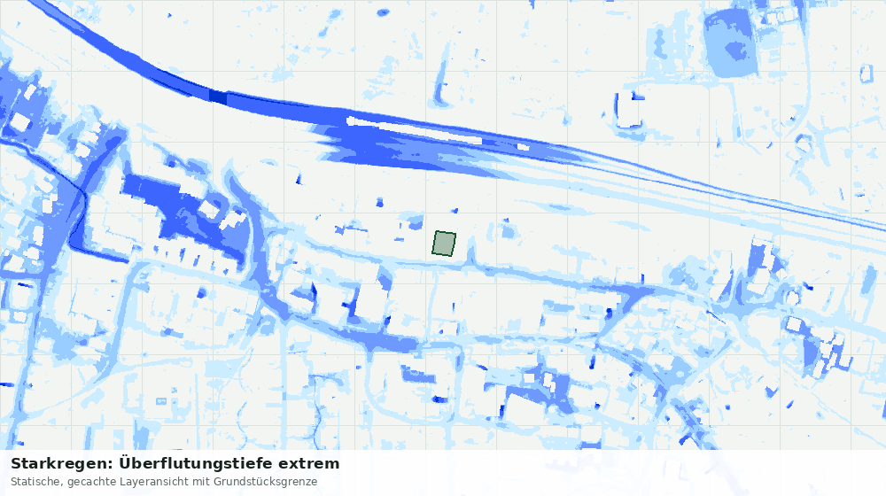 Statische Kartenansicht: Starkregen: Überflutungstiefe extrem