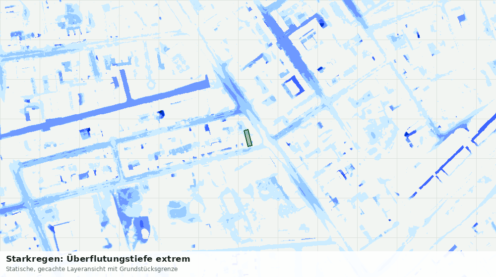 Statische Kartenansicht: Starkregen: Überflutungstiefe extrem