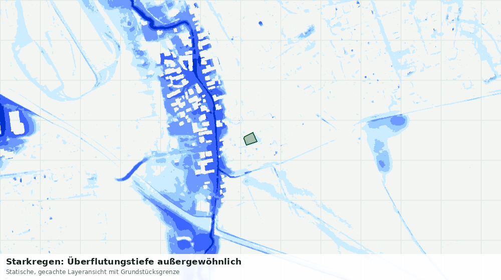 Statische Kartenansicht: Starkregen: Überflutungstiefe außergewöhnlich