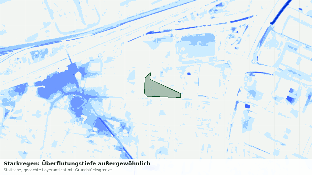 Statische Kartenansicht: Starkregen: Überflutungstiefe außergewöhnlich