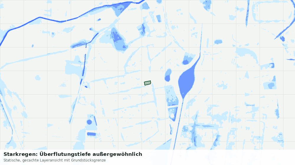Statische Kartenansicht: Starkregen: Überflutungstiefe außergewöhnlich