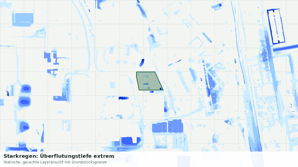 Statische Kartenansicht: Starkregen: Überflutungstiefe extrem