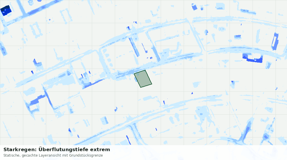 Statische Kartenansicht: Starkregen: Überflutungstiefe extrem