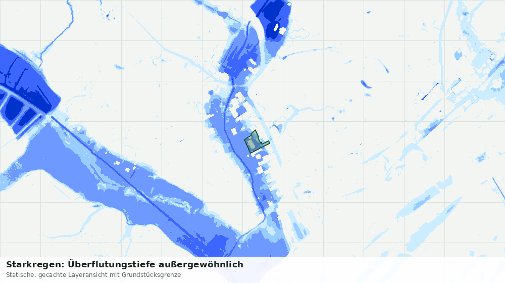 Statische Kartenansicht: Starkregen: Überflutungstiefe außergewöhnlich