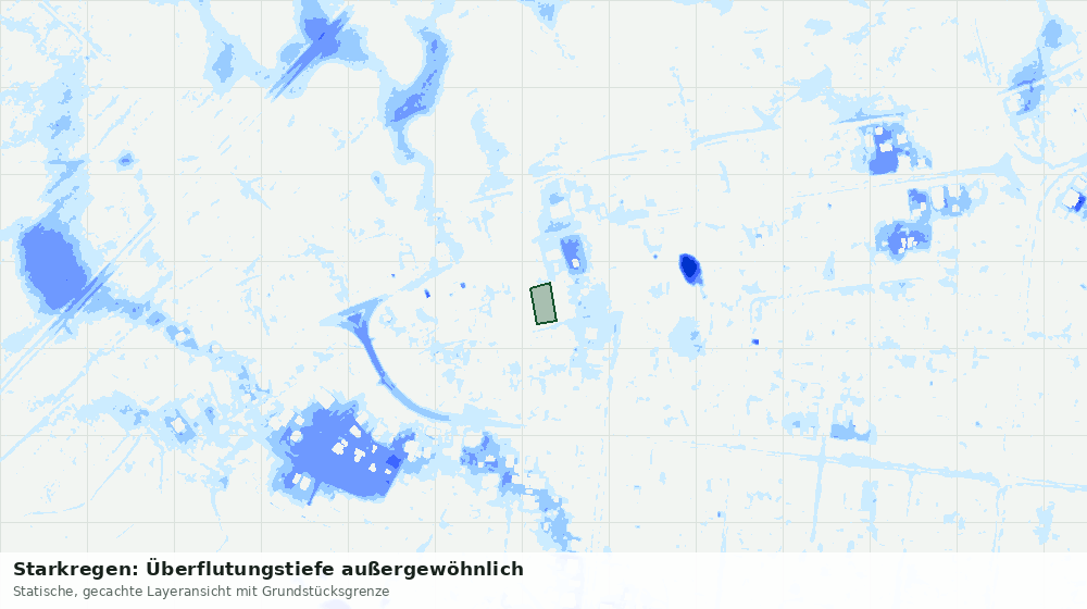 Statische Kartenansicht: Starkregen: Überflutungstiefe außergewöhnlich