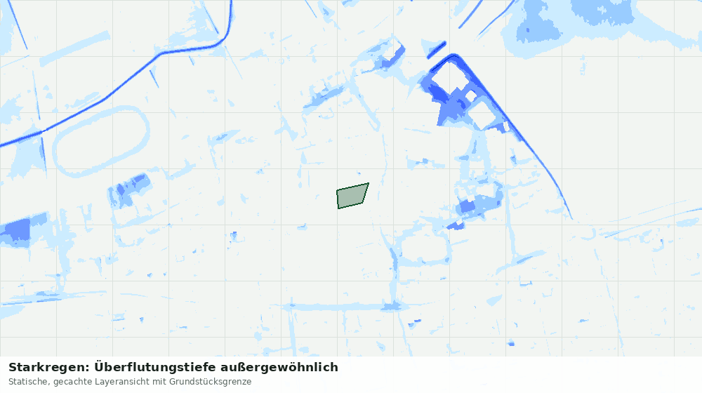 Statische Kartenansicht: Starkregen: Überflutungstiefe außergewöhnlich