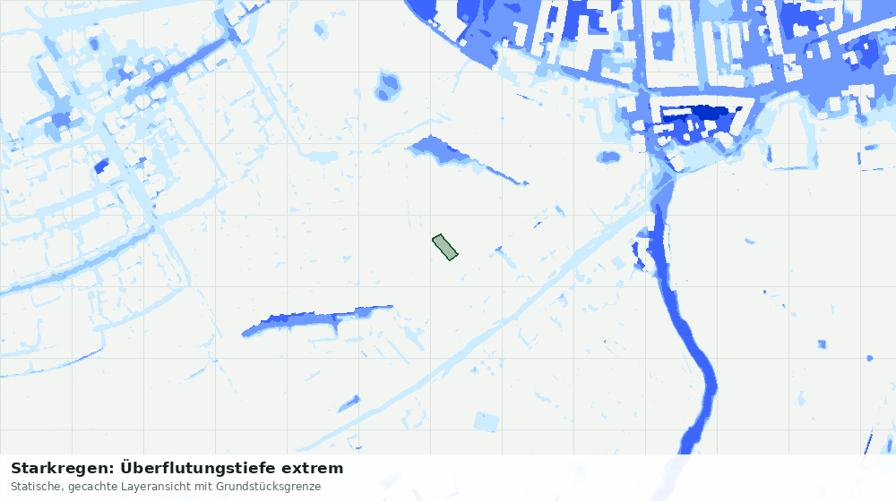 Statische Kartenansicht: Starkregen: Überflutungstiefe extrem