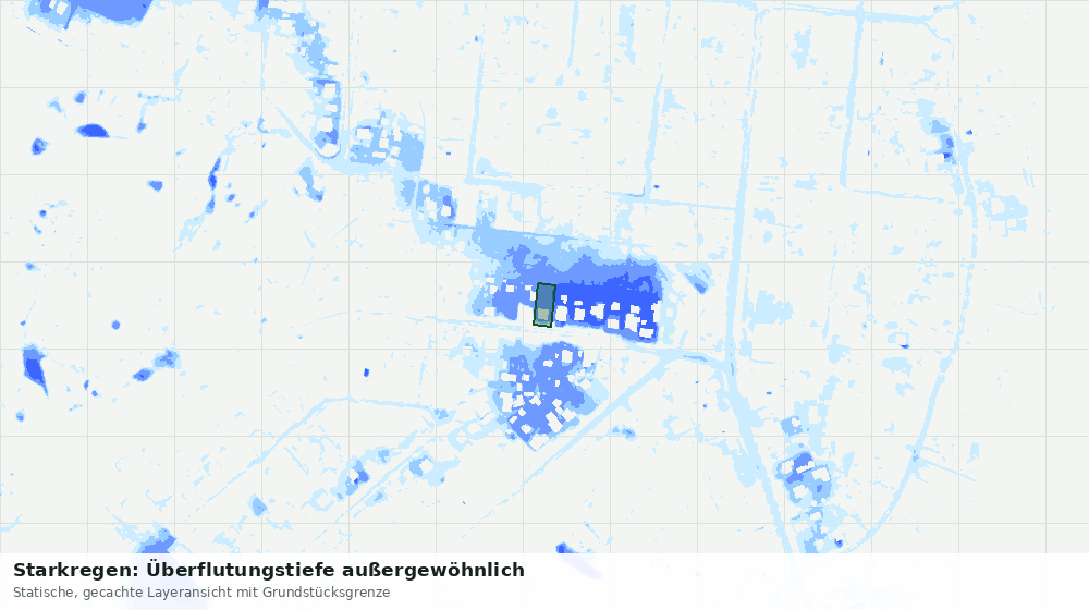 Statische Kartenansicht: Starkregen: Überflutungstiefe außergewöhnlich