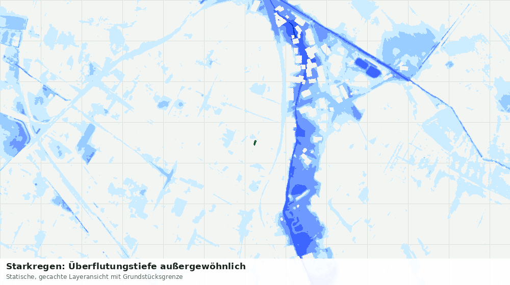 Statische Kartenansicht: Starkregen: Überflutungstiefe außergewöhnlich