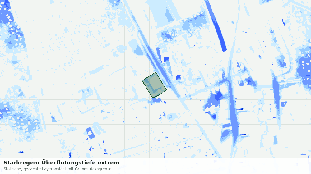 Statische Kartenansicht: Starkregen: Überflutungstiefe extrem