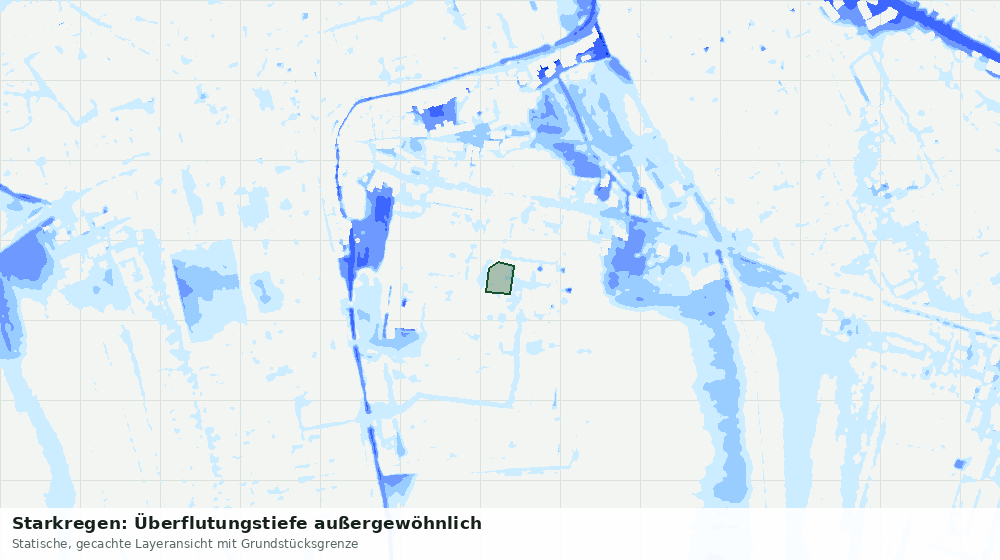 Statische Kartenansicht: Starkregen: Überflutungstiefe außergewöhnlich
