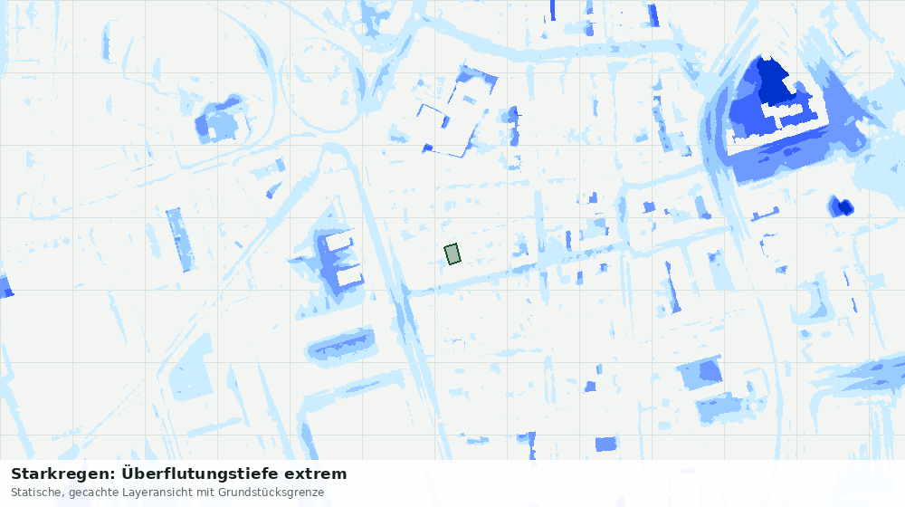 Statische Kartenansicht: Starkregen: Überflutungstiefe extrem