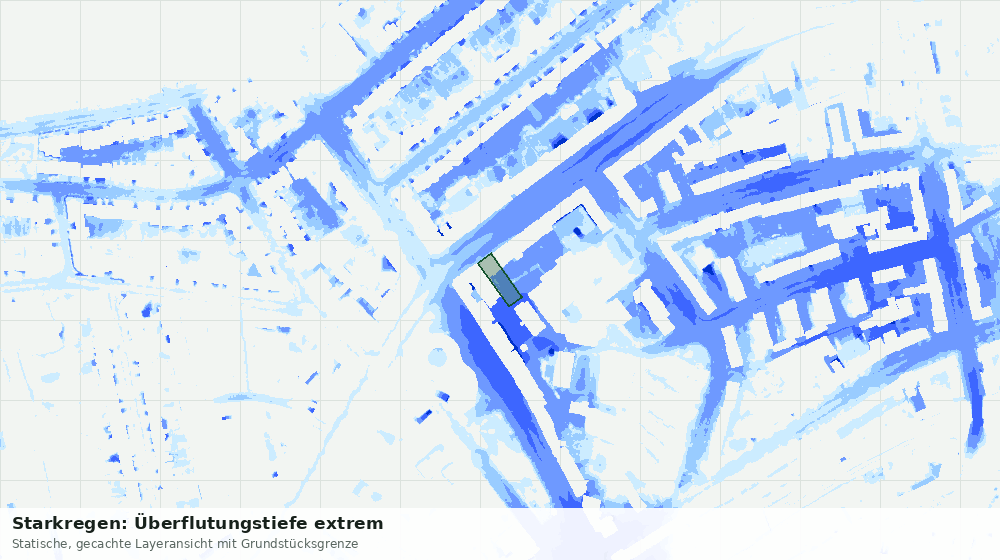 Statische Kartenansicht: Starkregen: Überflutungstiefe extrem