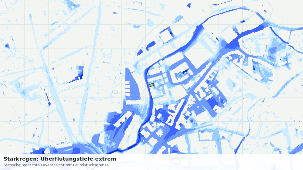 Statische Kartenansicht: Starkregen: Überflutungstiefe extrem