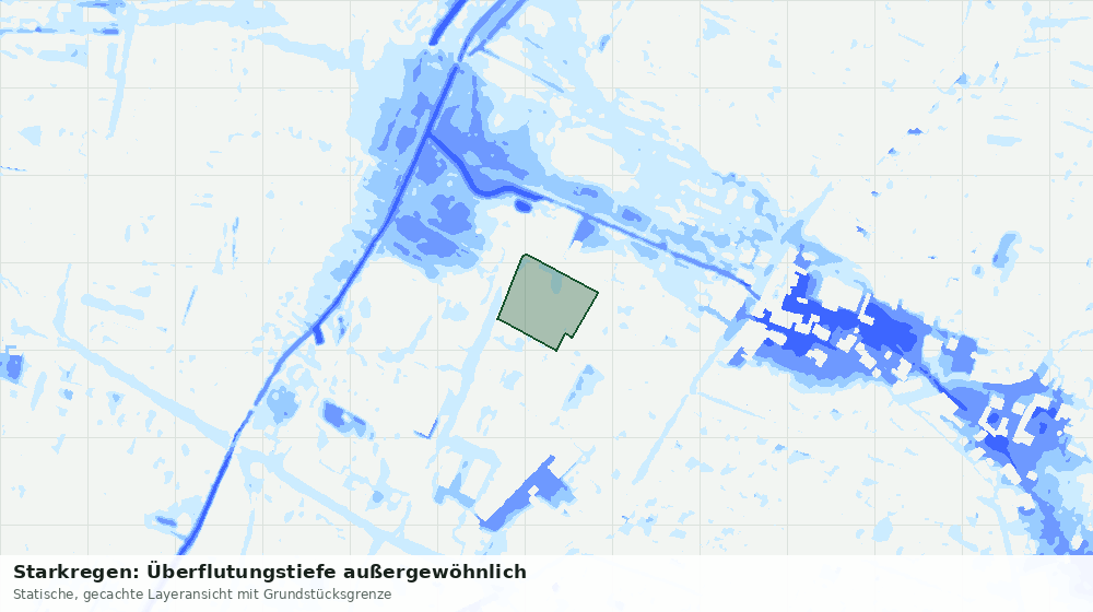 Statische Kartenansicht: Starkregen: Überflutungstiefe außergewöhnlich