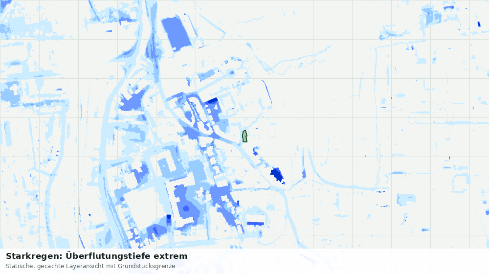 Statische Kartenansicht: Starkregen: Überflutungstiefe extrem