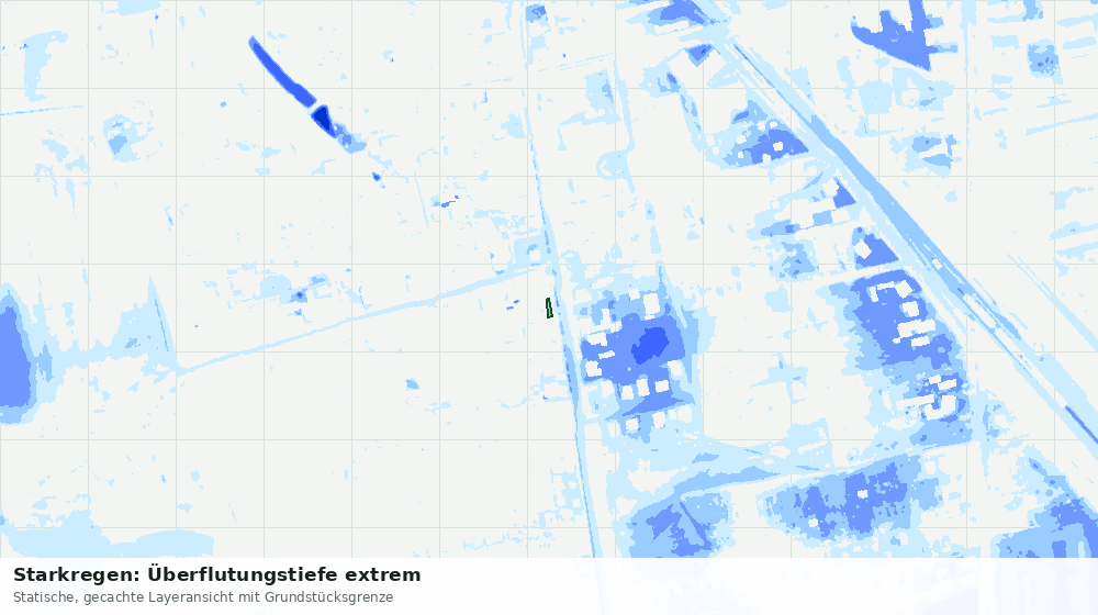 Statische Kartenansicht: Starkregen: Überflutungstiefe extrem