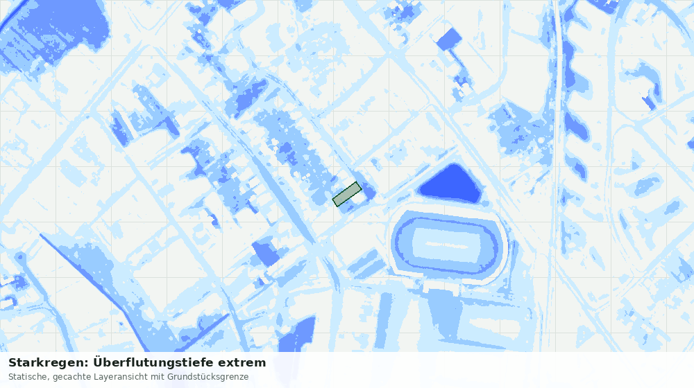 Statische Kartenansicht: Starkregen: Überflutungstiefe extrem