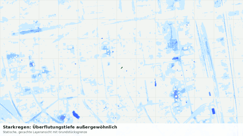 Statische Kartenansicht: Starkregen: Überflutungstiefe außergewöhnlich