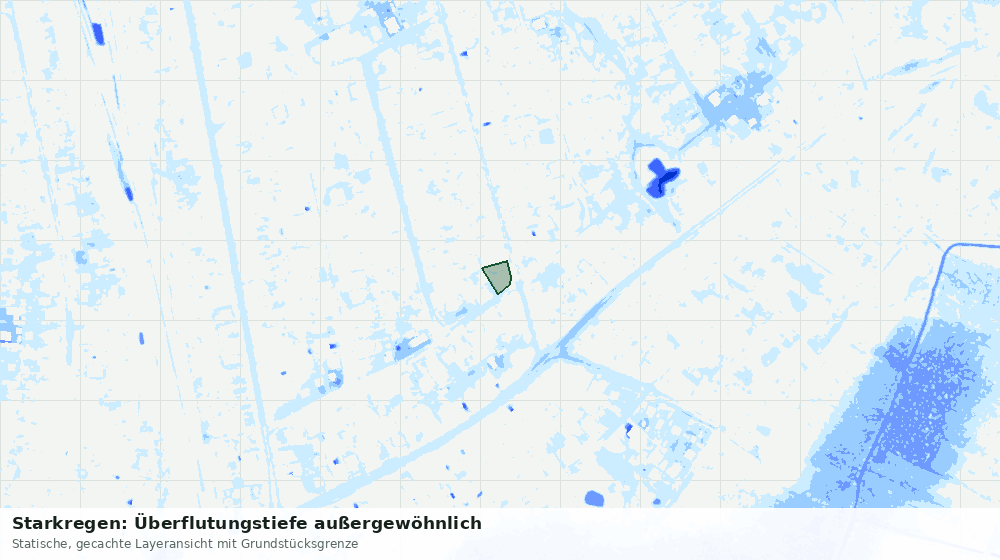 Statische Kartenansicht: Starkregen: Überflutungstiefe außergewöhnlich