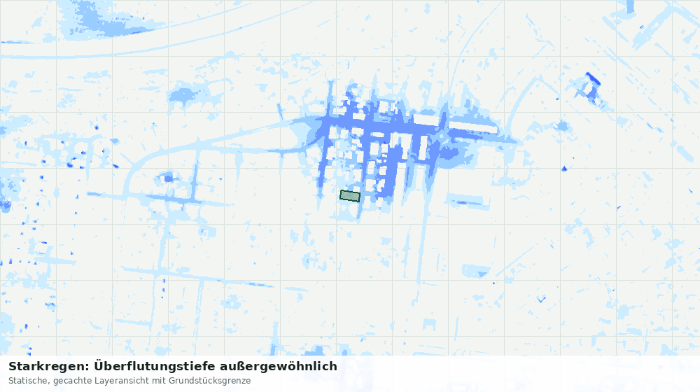 Statische Kartenansicht: Starkregen: Überflutungstiefe außergewöhnlich