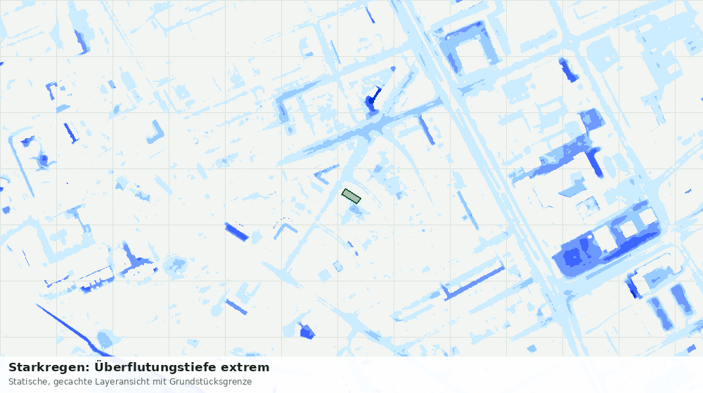 Statische Kartenansicht: Starkregen: Überflutungstiefe extrem