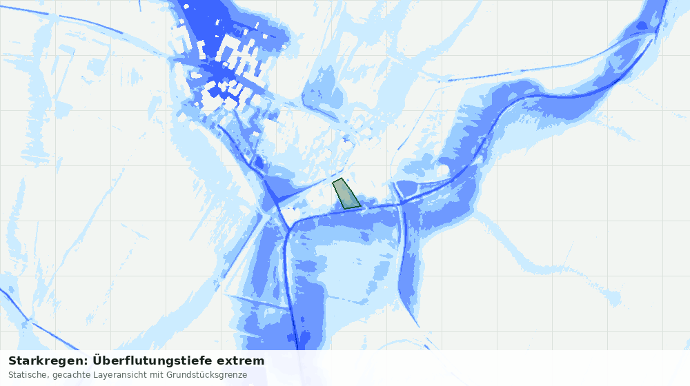 Statische Kartenansicht: Starkregen: Überflutungstiefe extrem